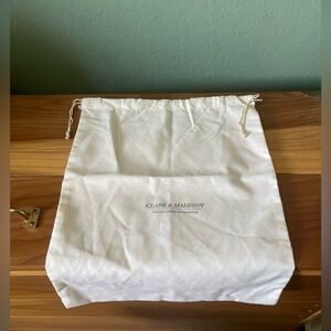 Clark & Madison White Cotton dust bag 12x15” Drawstring